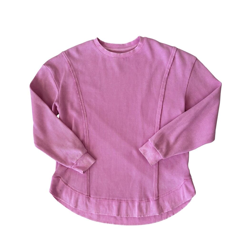 SunnySide by Sundry Pink Waffle Knit Pullover Sweatshirt S Outdoor Hiking GYM